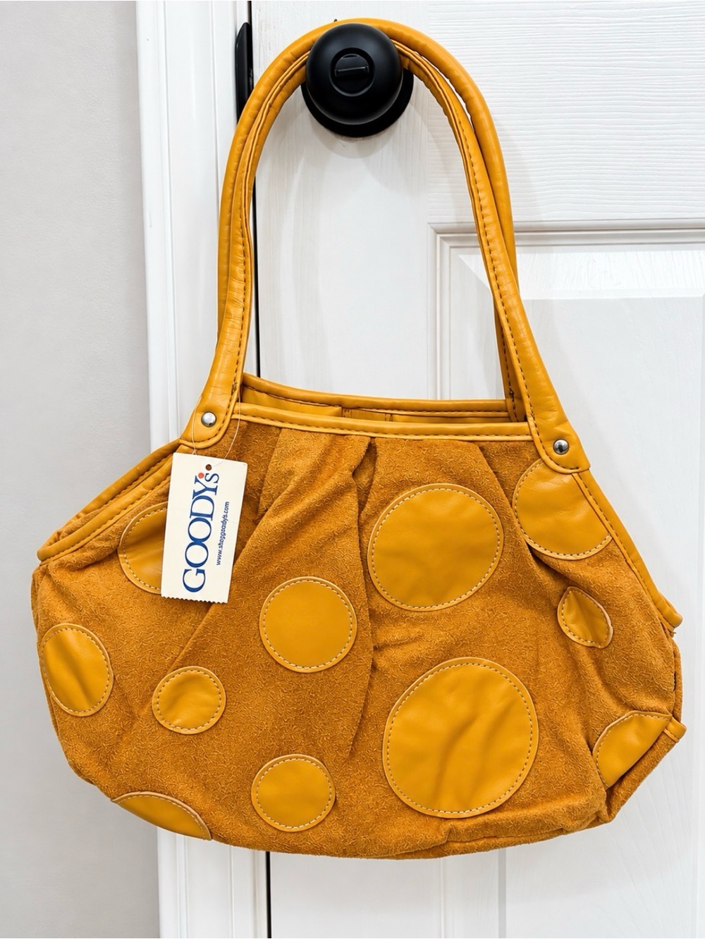 Goodys Mustard Suede Polka Dot Shoulder Bag